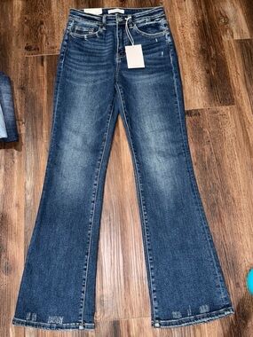 Flying Monkey Blue Flare Jeans with Subtle Fading